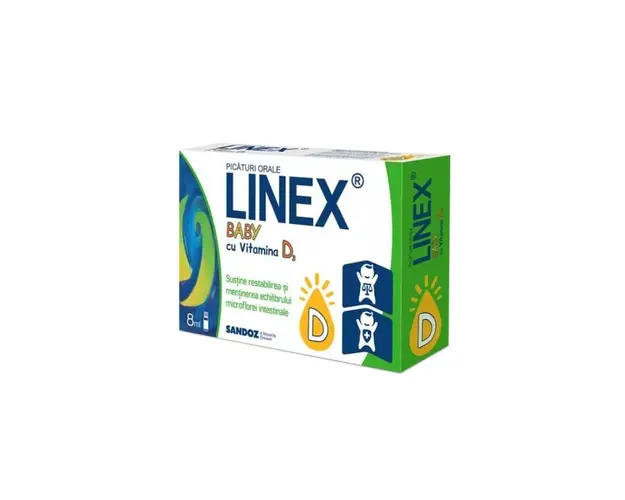 Linex Baby cu Vitamina D3, 8 ml, Sandoz