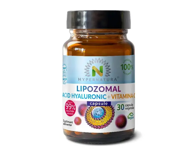 Lipozomal Acid Hyaluronic imbogatit cu vitamina C, 30 capsule vegetale, Hypernatura