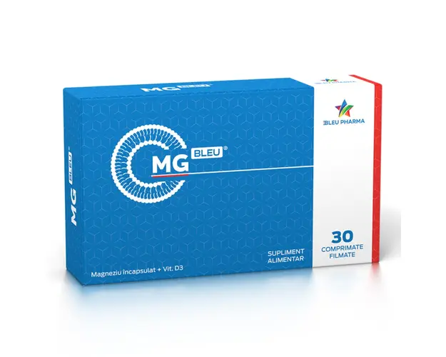 Magneziu incapsulat + Vitamina D 3 Mg Bleu, 30 comprimate, Bleu Pharma