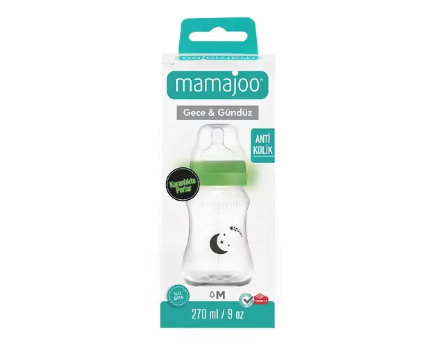 Biberon Night&Day, tetina anti-colici nr.2/M, 270 ml, 1 bucata, Mamajoo