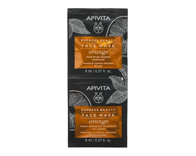 Masca de fata pentru luminozitate cu extract de portocale, 2*8 ml, Apivita