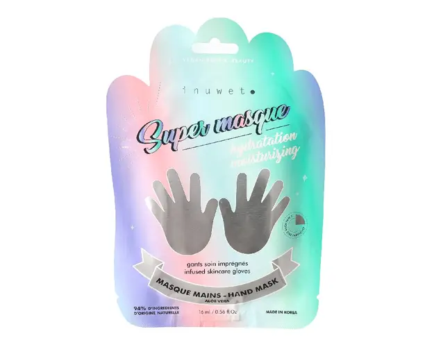 Masca hidratanta tip manusi pentru maini cu Aloe Vera, Super Masque, 16ml, Inuwet