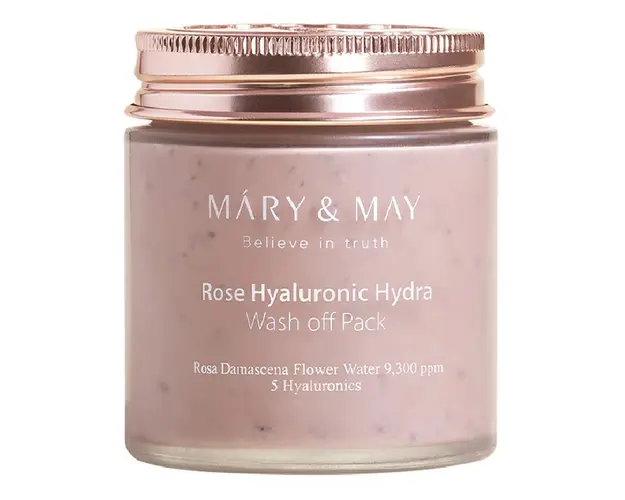 Masca tip wash-off cu extract de trandafir si acid hialuronic Rose Hyaluronic Hydra, 125g, Mary and May
