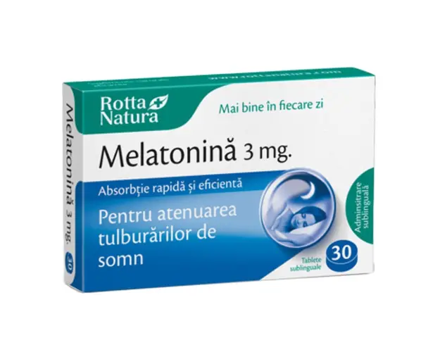 Melatonina 3 mg, 30 tablete sublinguale, Rotta Natura