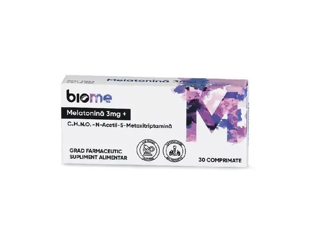 Melatonina 3mg+, 30 comprimate, Biome