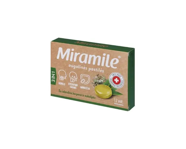 Miramile muschi de islanda si eucalipt, 12 tablete, Valentis