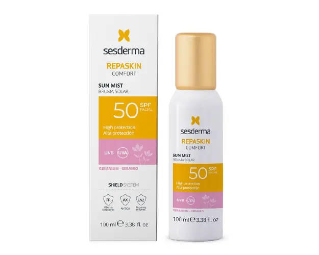 Mist cu protectie solara SPF50, Comfort Repaskin Geranium, 100 ml, Sesderma