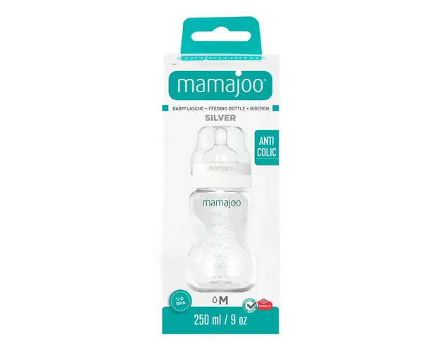 Biberon Silver, tetina anti-colici, nr.2/M, 250 ml, 1 bucata, Mamajoo 