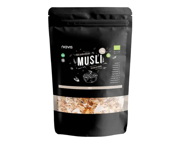 Musli bio cu chia si cocos, 200 g, Niavis