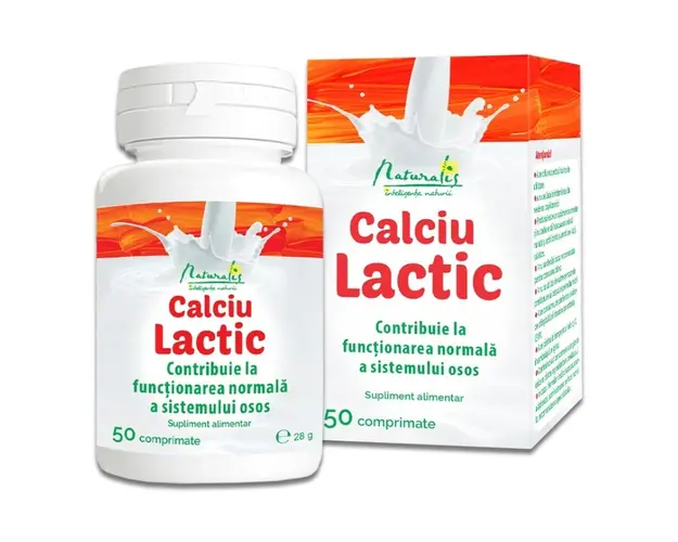 Calciu lactic, 50 comprimate, Naturalis 