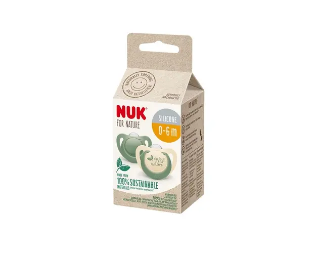 Suzeta din silicon Nature, verde, M1, 0-6 luni, 2 bucati, Nuk
