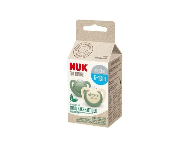 Suzeta din silicon Nature, verde, M2, 6-18 luni, 2 bucati, Nuk