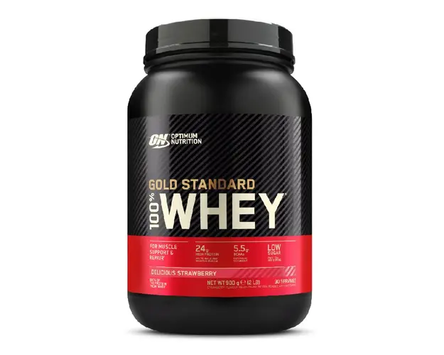 Proteine din zer, pudra proteica, ON 100% Whey Gold Standard, capsuni, 908g, Optimum Nutrition