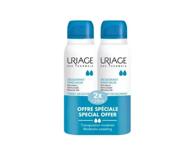 Pachet Deodorant spray cu piatra de alaun, 2x125 ml, Uriage
