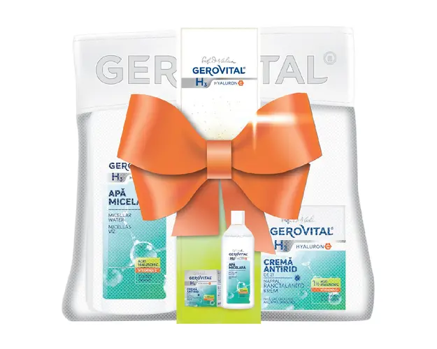Pachet H3 Hyaluron C Crema de Zi Antirid si Apa Micelara, Gerovital 