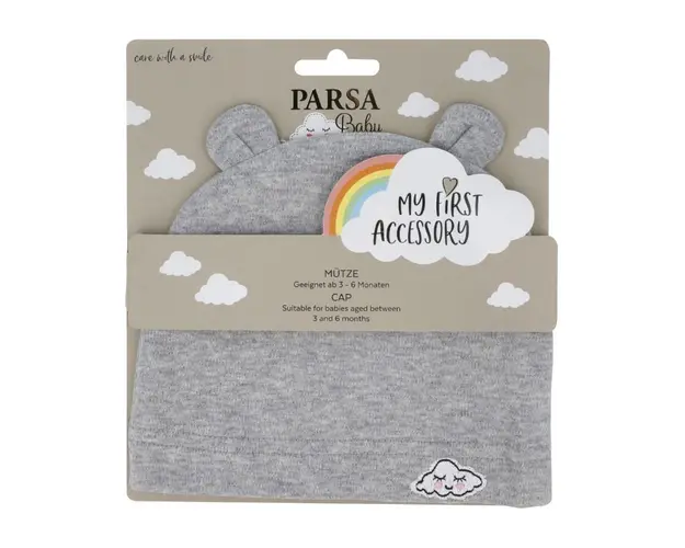 Caciulita cu urechiuse si norisor, gri, 1 bucata, Parsa 