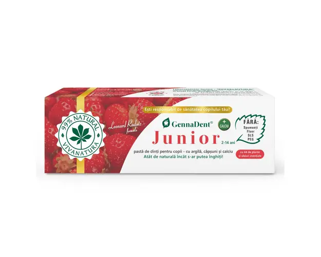 Pasta de dinti cu capsuni GennaDent Junior, 50 ml, Vivanatura