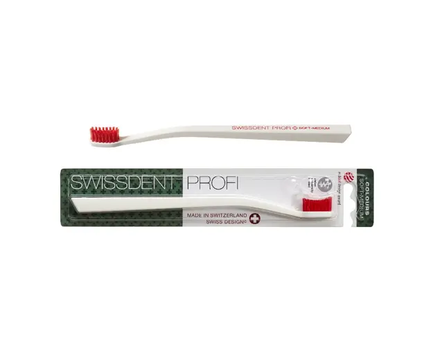 Periuta de dinti Colours Classic, rosu cu alb, 1 bucata, Swissdent