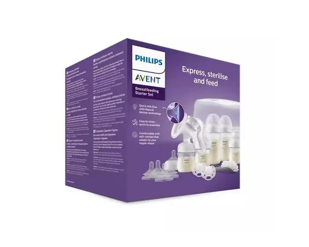 Set alaptare, sterilizator pentru microunde si pompa de san manuala, Philips Avent
