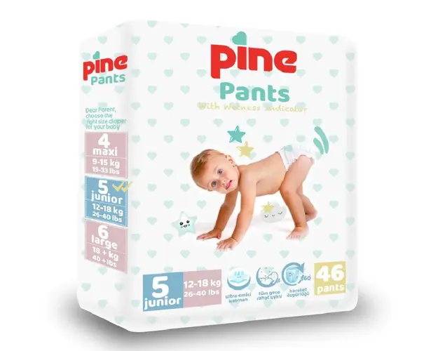 Scutece tip chilot Pants, 5 Junior, 12-18 kg, 46 bucati, Pine 