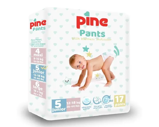 Scutece tip chilot Pants, 5 Junior, 12-18 kg, 17 bucati, Pine 