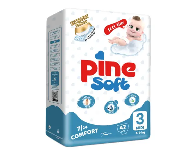 Scutece midi Soft, 4-9 kg, 42 bucati, PINE 