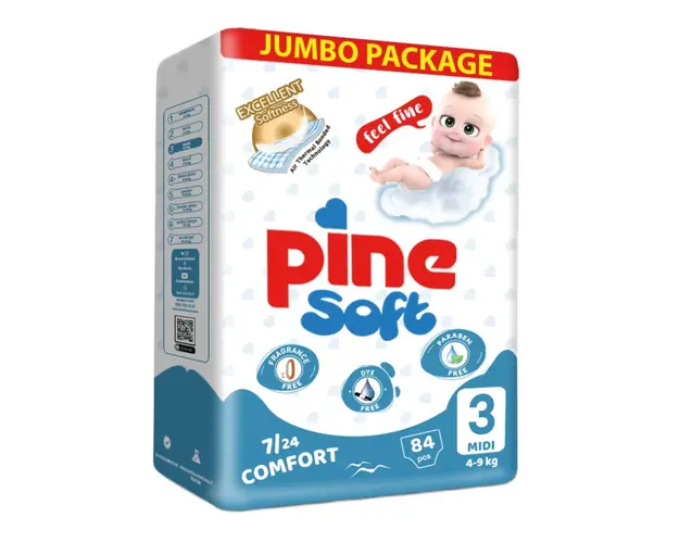 Scutece midi Soft, 4-9 kg, 84 bucati, PINE 