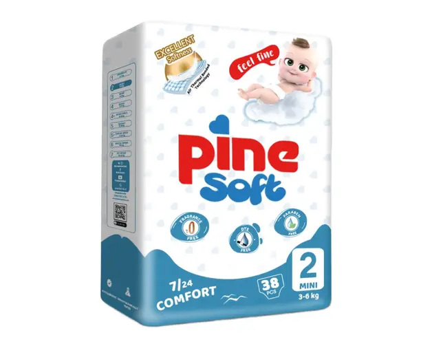 Scutece mini Soft, 3-6 kg, 38 bucati, PINE 