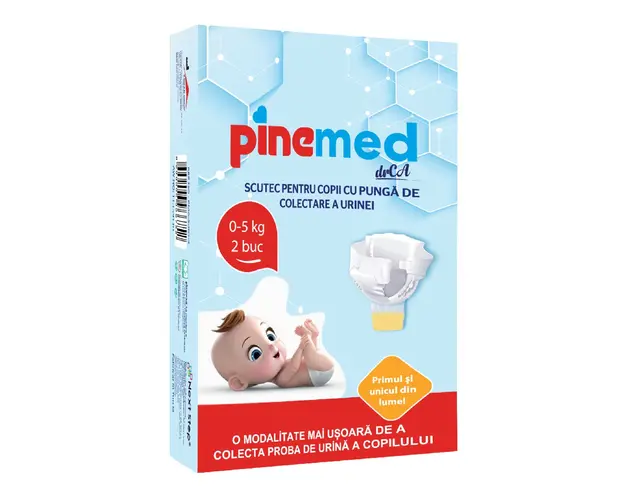 Scutec pentru copii cu punga pentru colectarea urinei, 0-5 kg, 2 bucati, PineMed