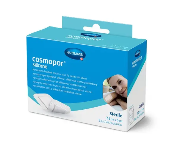 Plasturi autoadezivi Cosmopor Silicone, 7.2*5cm, 5 bucati, Hartmann