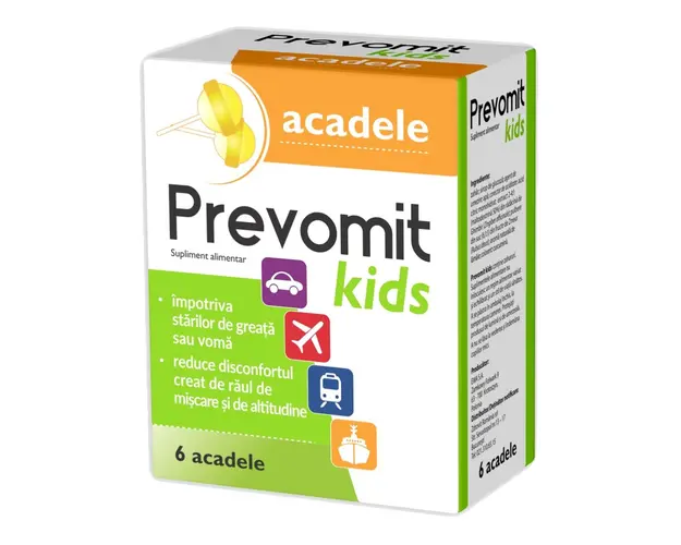 Prevomit kids 3 ani+, 6 acadele aroma lamaie, Zdrovit