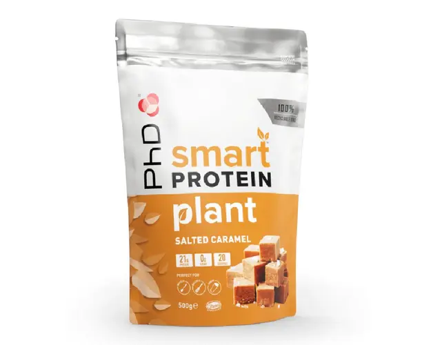 Pudra proteica vegetala Smart Protein Plant, Salted Caramel, 500g, PhD
