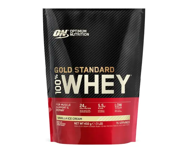Proteine din zer, pudra proteica, ON 100% Whey Gold Standard, vanilie, 450g, Optimum Nutrition