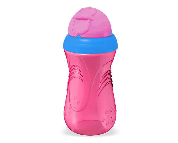 Pahar Sport cu pai, roz, +6luni, 350ml, PUR