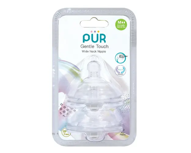 Set 2 tetine silicon Gentle Touch, marime M, 3-6 luni, PUR 