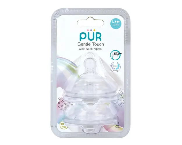 Set 2 tetine silicon Gentle Touch, marime L, +6 luni, PUR 
