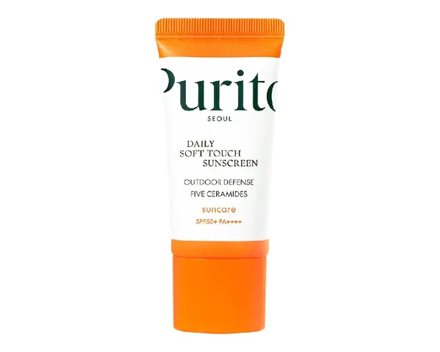 Crema de fata Daily Soft Touch cu factor de protectie SPF 50+, PA++++, Mini, 15 ml, Purito