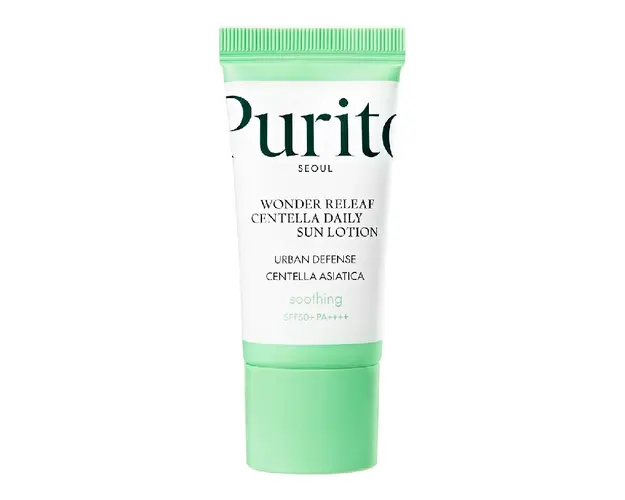 Crema de fata Wonder Releaf Centella Daily Sun Lotion Mini SPF 50+ PA++++, 15 ml, Purito