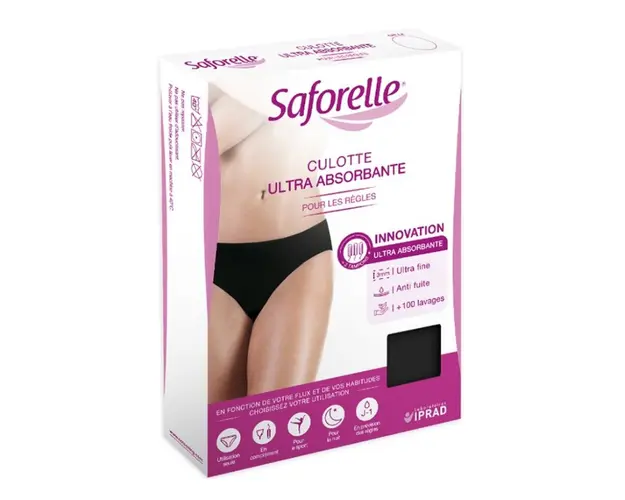 Slip negru ultra absorbant menstruatie, marimea 44, Saforelle
