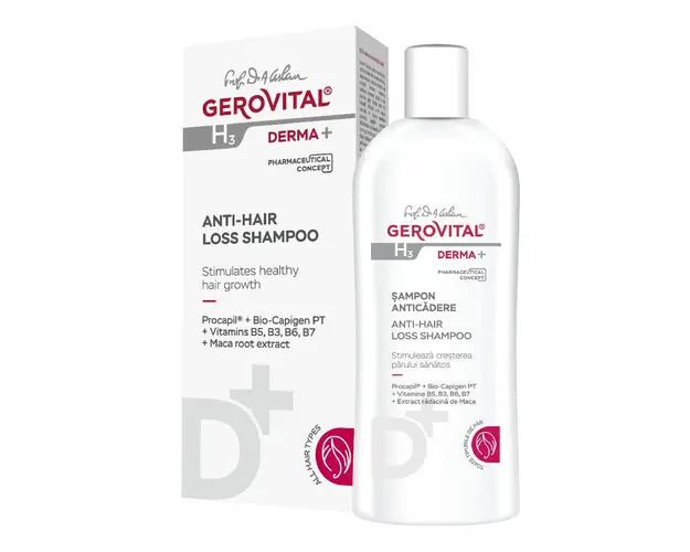 Sampon anticadere H3 Derma+, 200 ml, Gerovital
