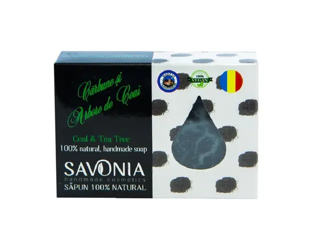 Sapun Natural Carbune si Arbore de Ceai, 90g, Savonia