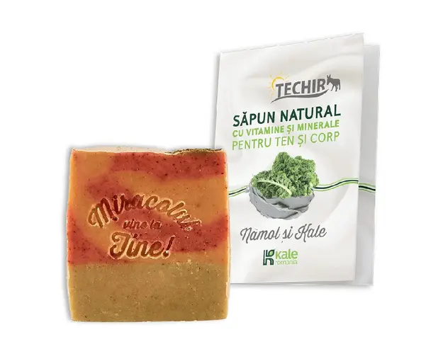 Sapun natural bogat in vitamine si minerale pentru ten si corp cu namol si kale, 120 g, Techir