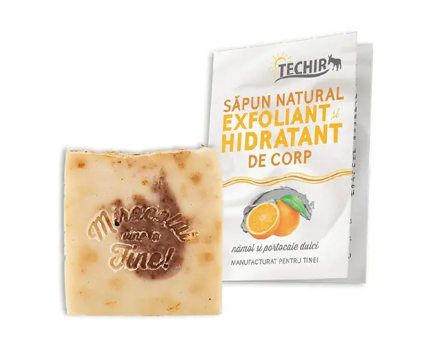 Sapun natural exfoliant sI hidratant de corp cu namol sI portocale dulci, 120 g, Techir