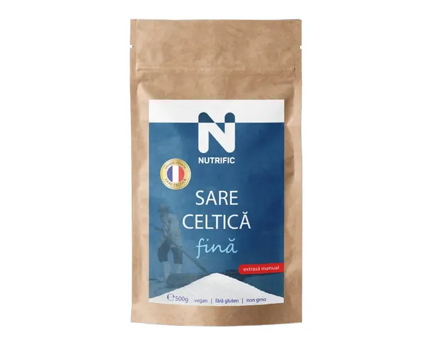 Sare celtica fina extrasa manual, 500g, Nutrific