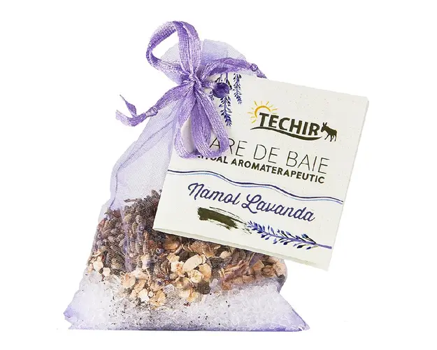 Sare de baie ritual aromaterapeutic cu namol si lavanda, 63 g, Techir