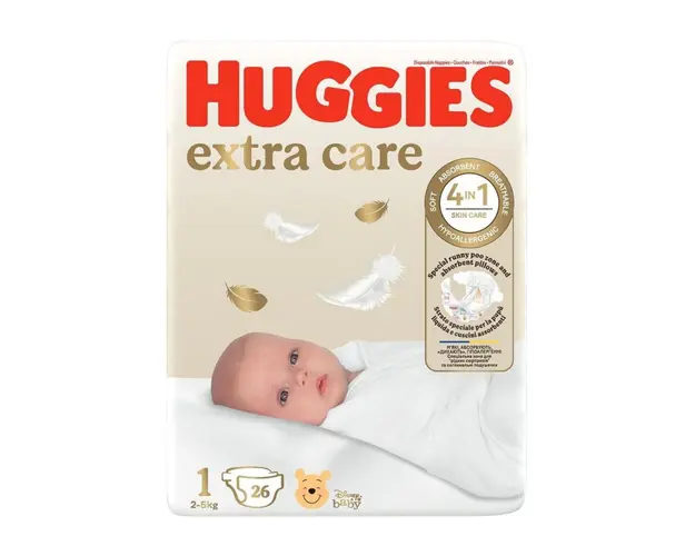 Scutece Extra Care Convi, Nr.1, 2-5 kg, 26 bucati, Huggies