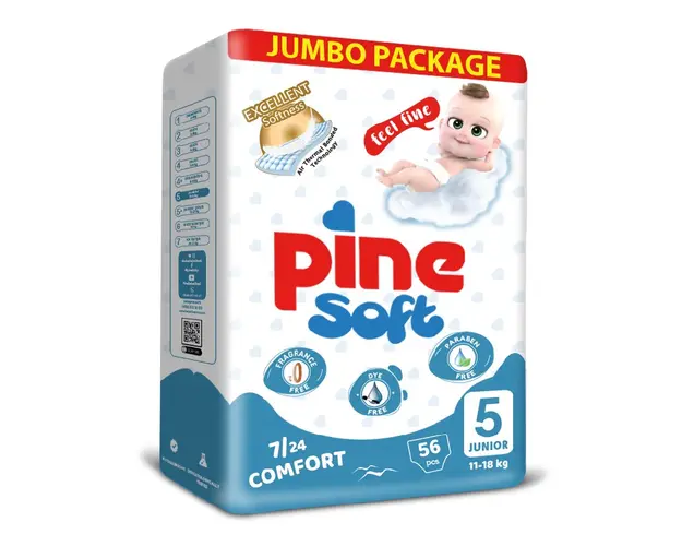 Scutece junior Soft, 11-18 kg, 56 bucati, PINE 