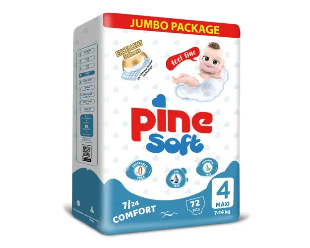 Scutece maxi Soft, 7-14 kg, 72 bucati, PINE 