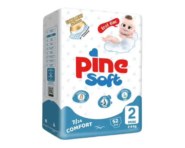 Scutece mini Soft, 3-6 kg, 52 bucati, PINE 
