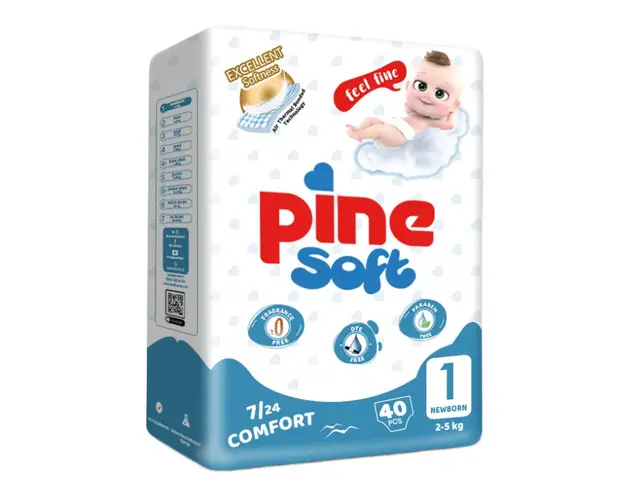 Scutece pentru nou nascut Soft, 2-5 kg, 40 bucati, PINE 